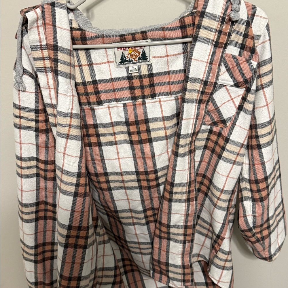 Free Planet Plaid Hoodie - Pink, Black, White